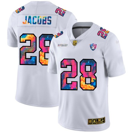 Camiseta Hombre NFL Las Vegas Raiders Josh Jacobs 28 Nike 2020 Multicolor Blanco